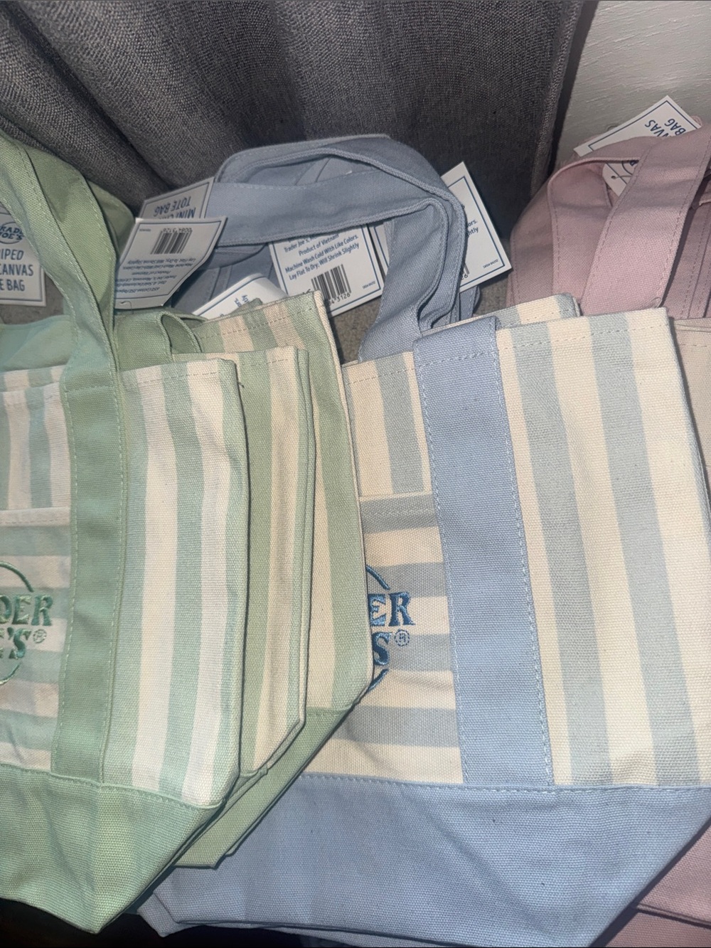 Trader Joe's Stripe Canvas Tote $15 each 4for$40 - Picture 4 of 5